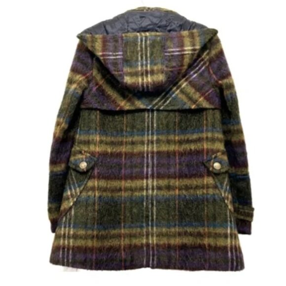 New! Whistles Wool & Mohair Green Plaid Pea Coat | 2 - Picture 3 of 9